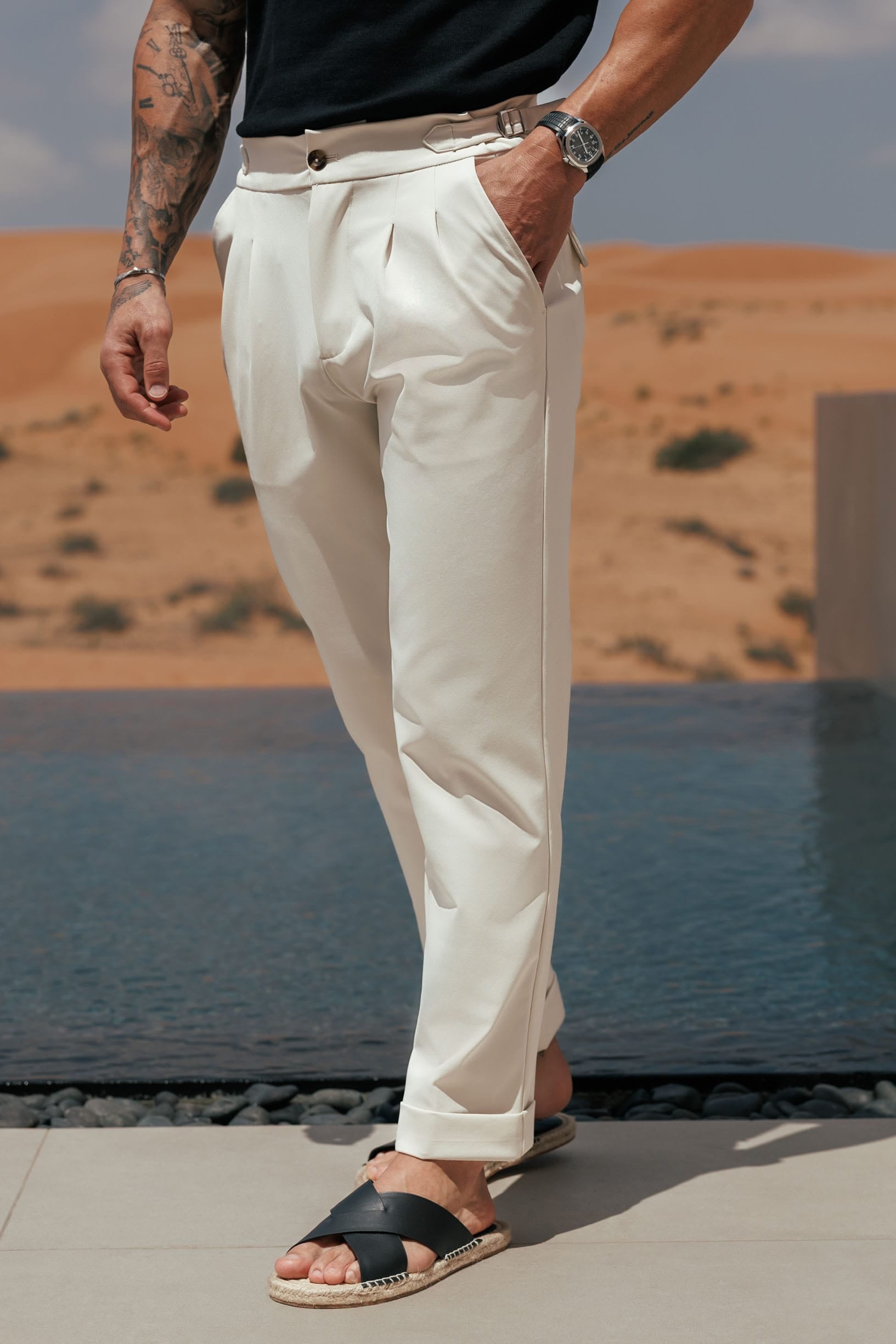 PREMIUM SIDE CINCH TROUSER - STONE