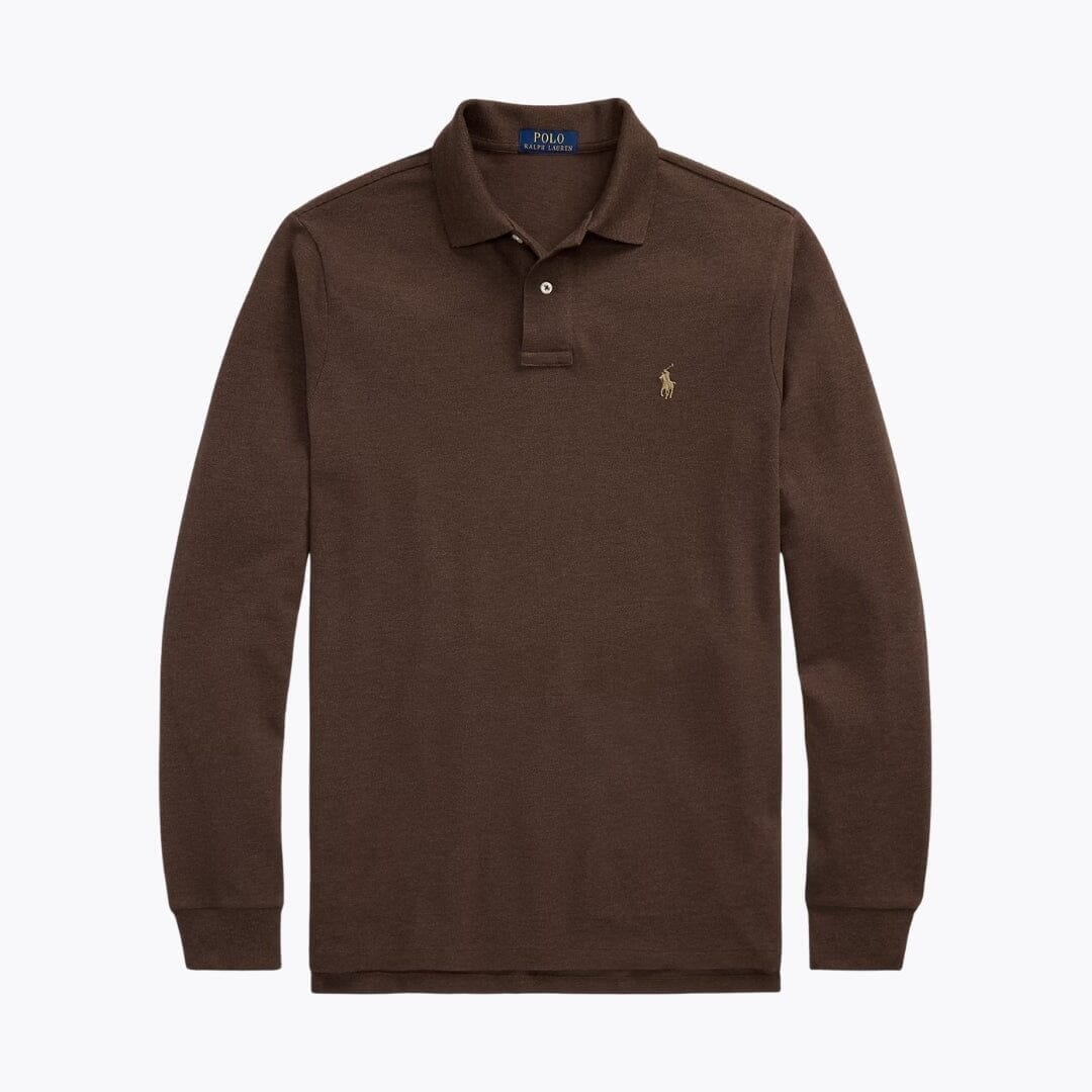 RL Long-Sleeve Polo Shirt in Mesh Cotton