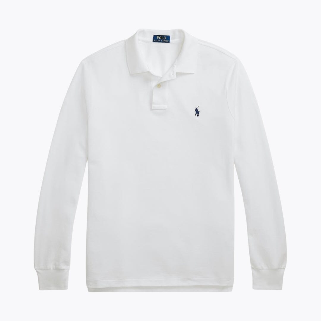 RL Long-Sleeve Polo Shirt in Mesh Cotton