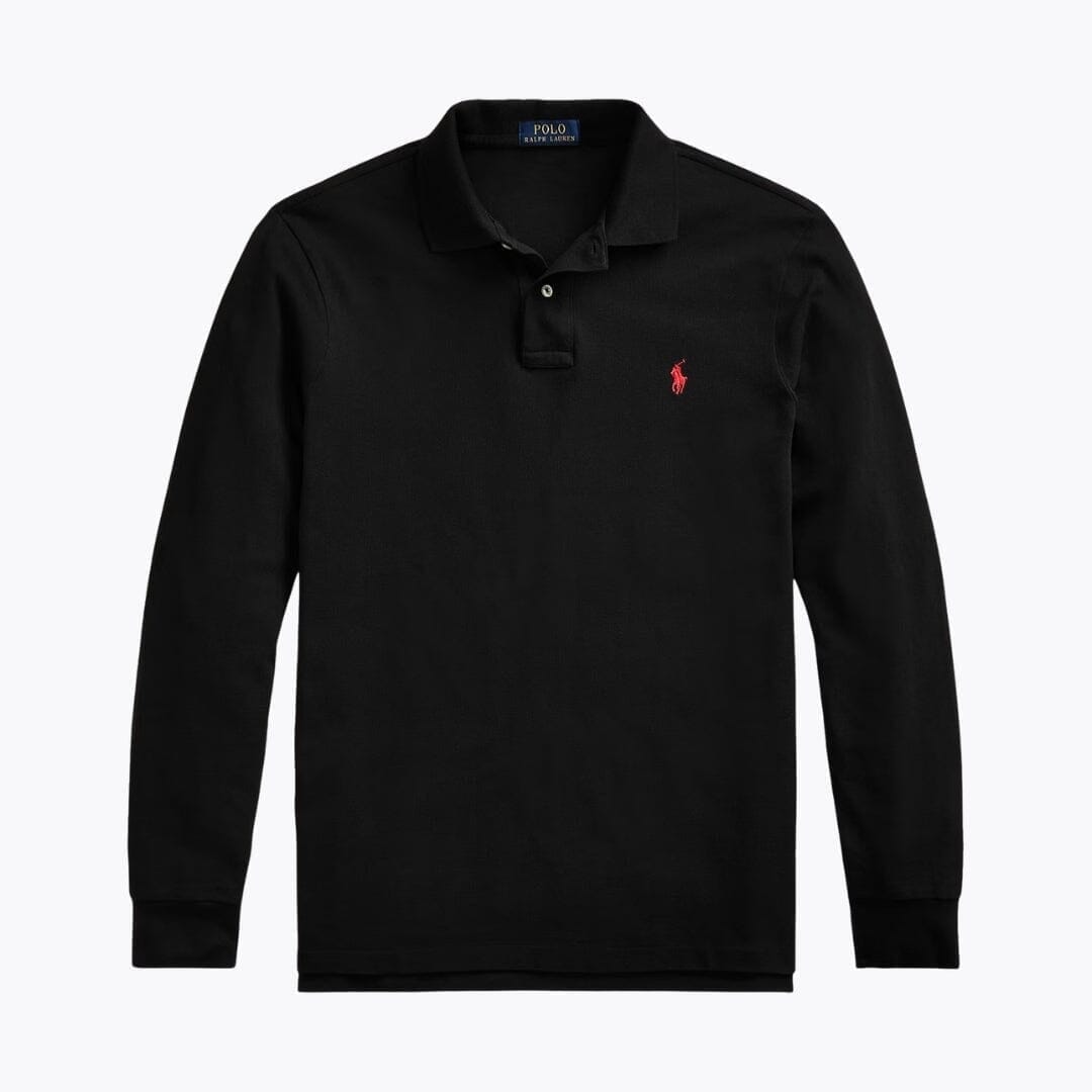 RL Long-Sleeve Polo Shirt in Mesh Cotton