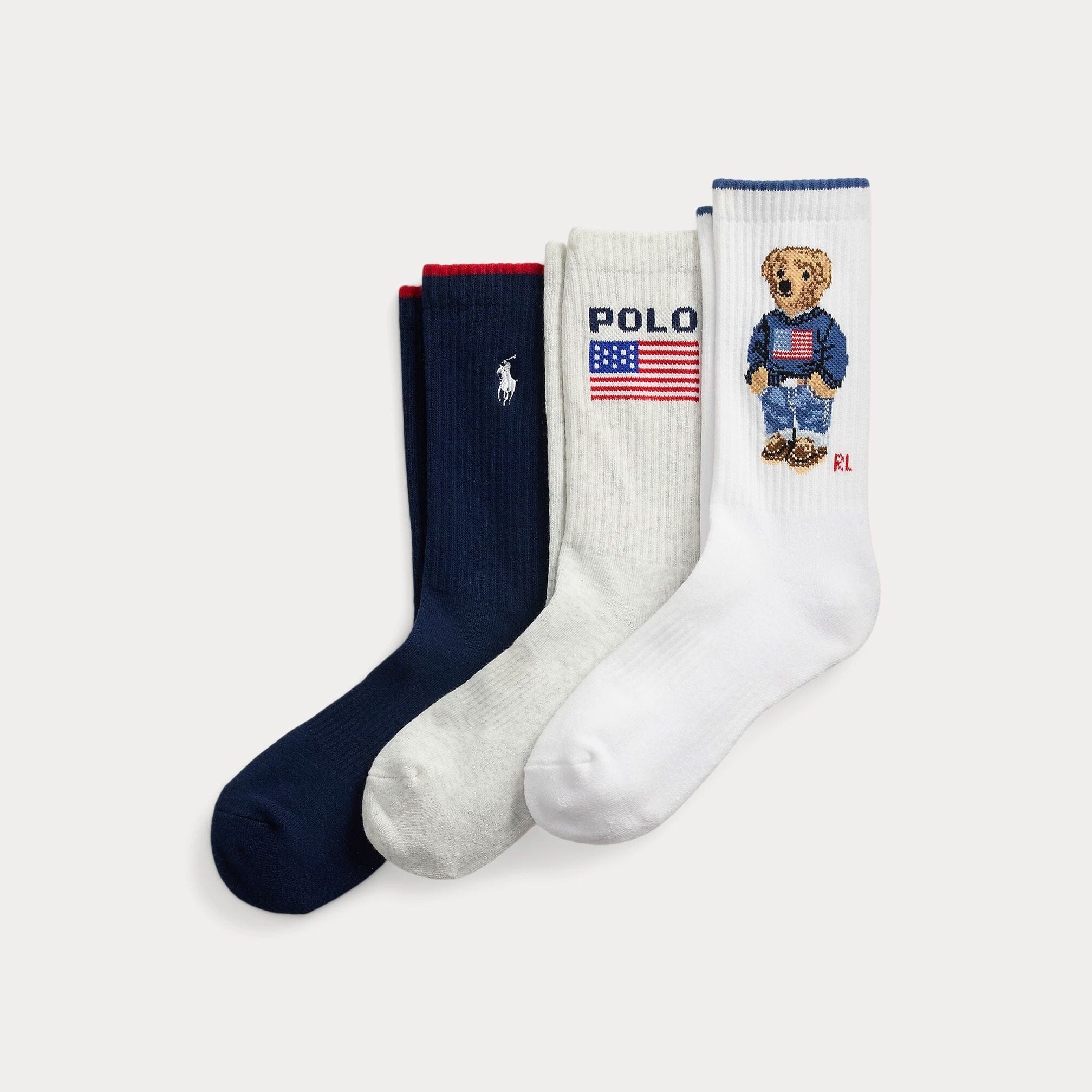 RL Polo Bear Logo Crew Socks 3-Pack