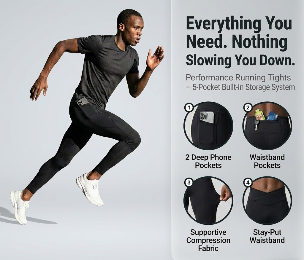 RUNNR™ Performance Running Tights with Built-In Storage