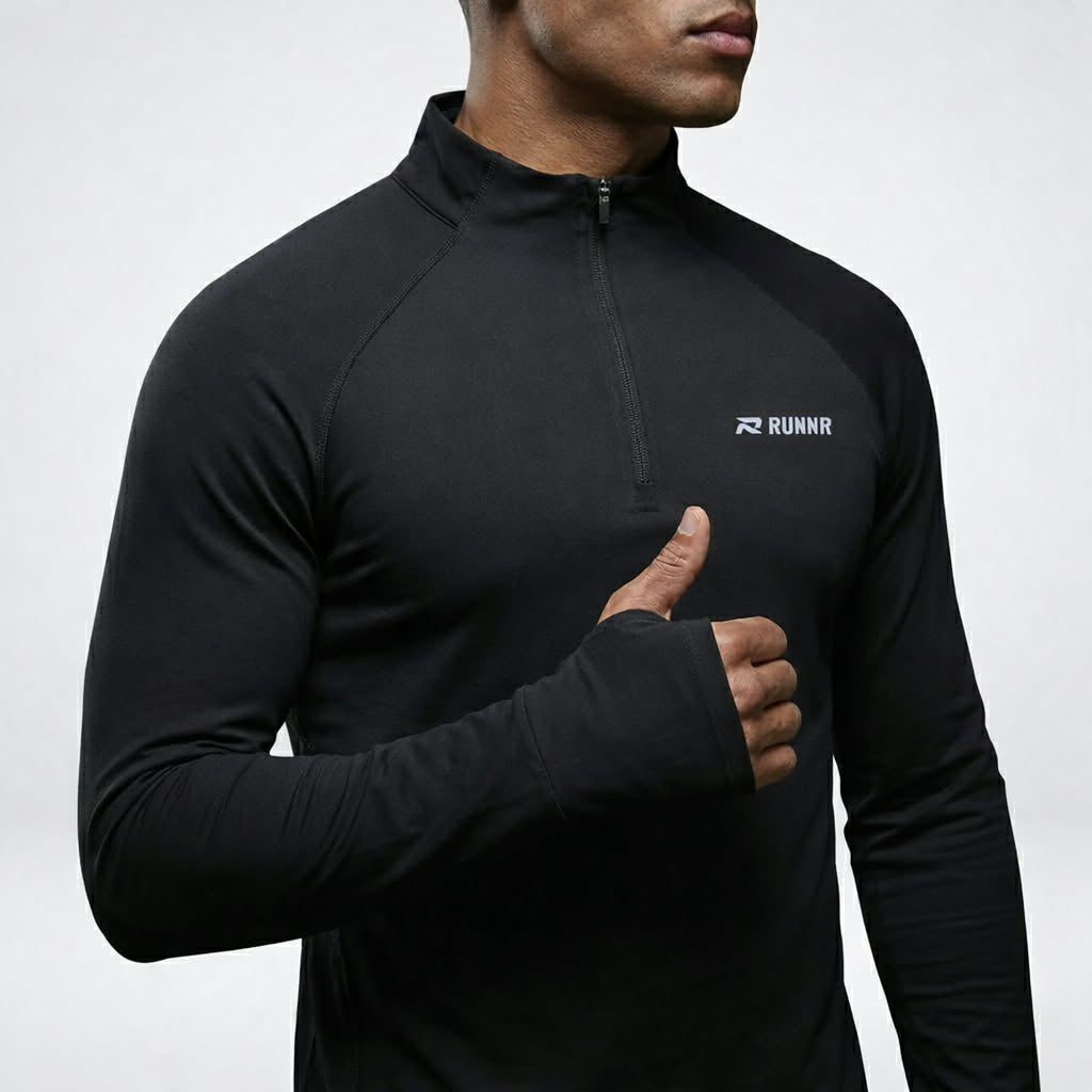 RUNNR Quarter-Zip Long Sleeve — Breathable, Quick-Dry & Watch-Ready