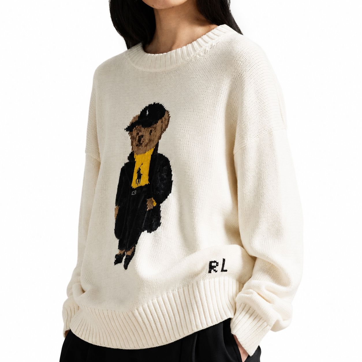 RL Polo Bear Cotton-Sweater with Crew Neck