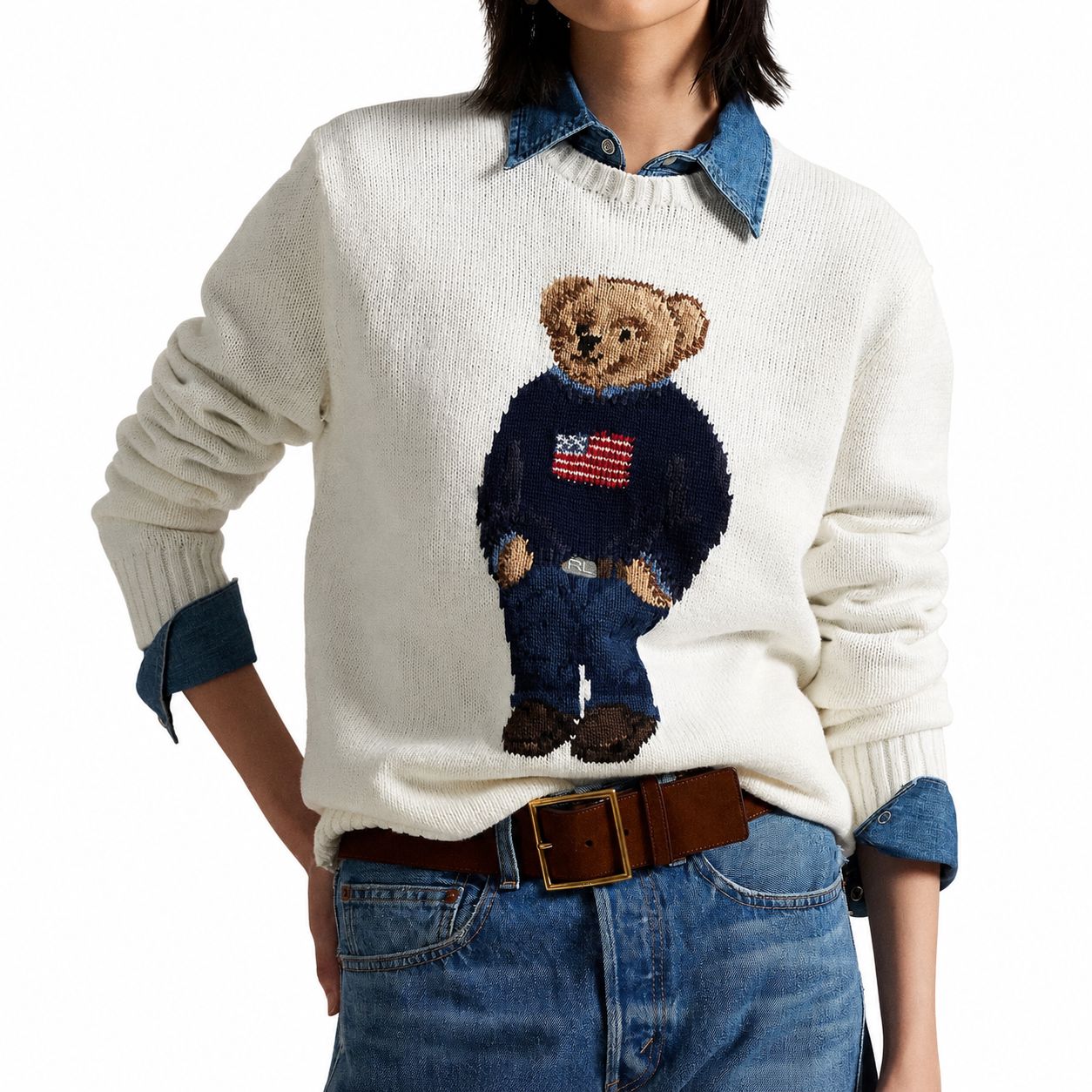 RL Polo Bear Sweater in Cotton-Linen