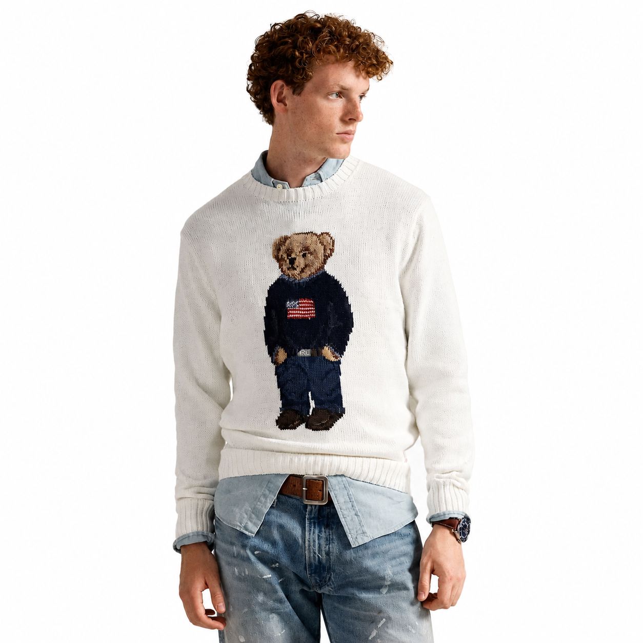 RL Polo Bear Sweater in Cotton-Linen