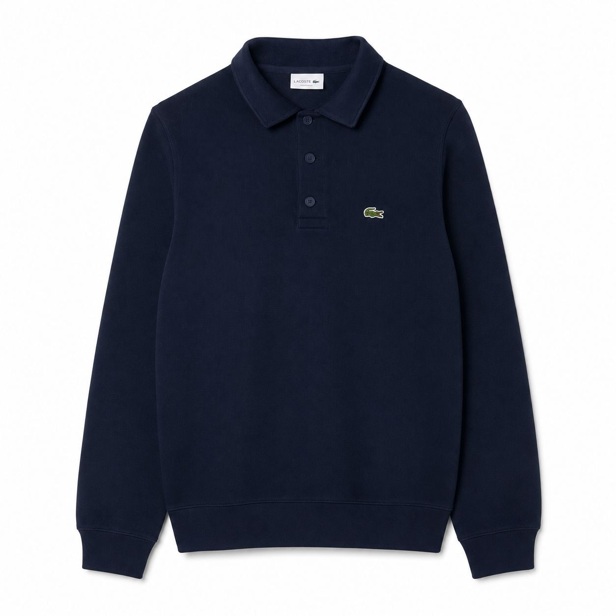 LC Ribbed Cotton-Sweatshirt with Polo Collar