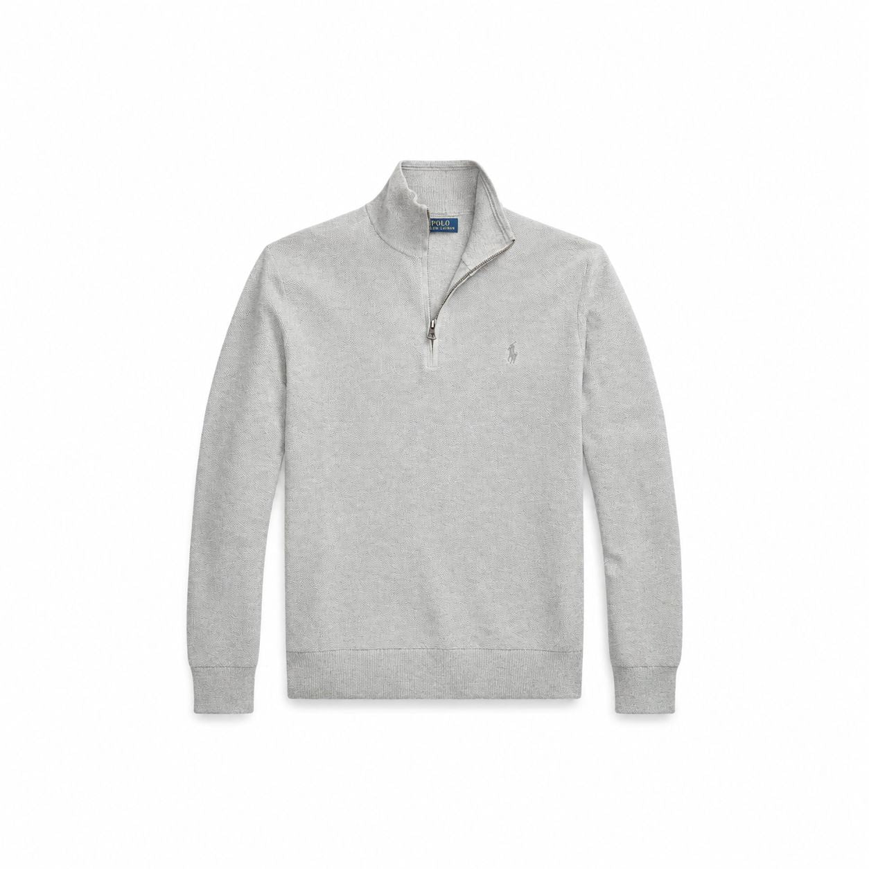 RL Mesh Knit Cotton-Sweater with Quarter Zip
