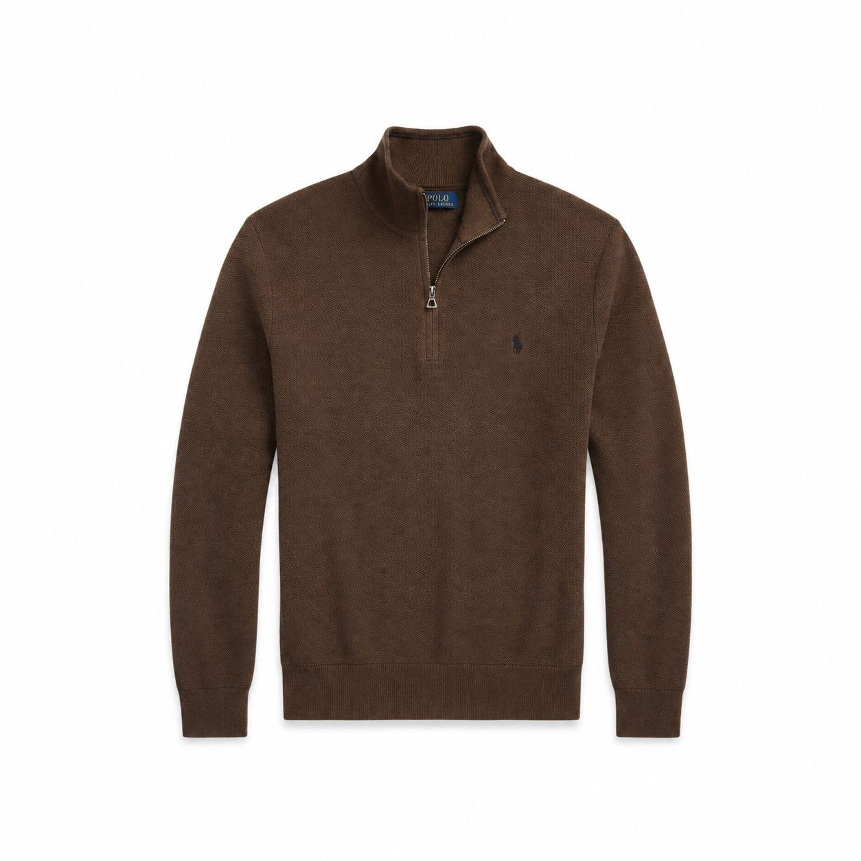 RL Mesh Knit Cotton-Sweater with Quarter Zip