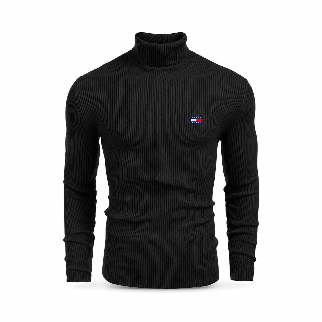 TH Turtleneck Sweater with Cable Knit in Wool