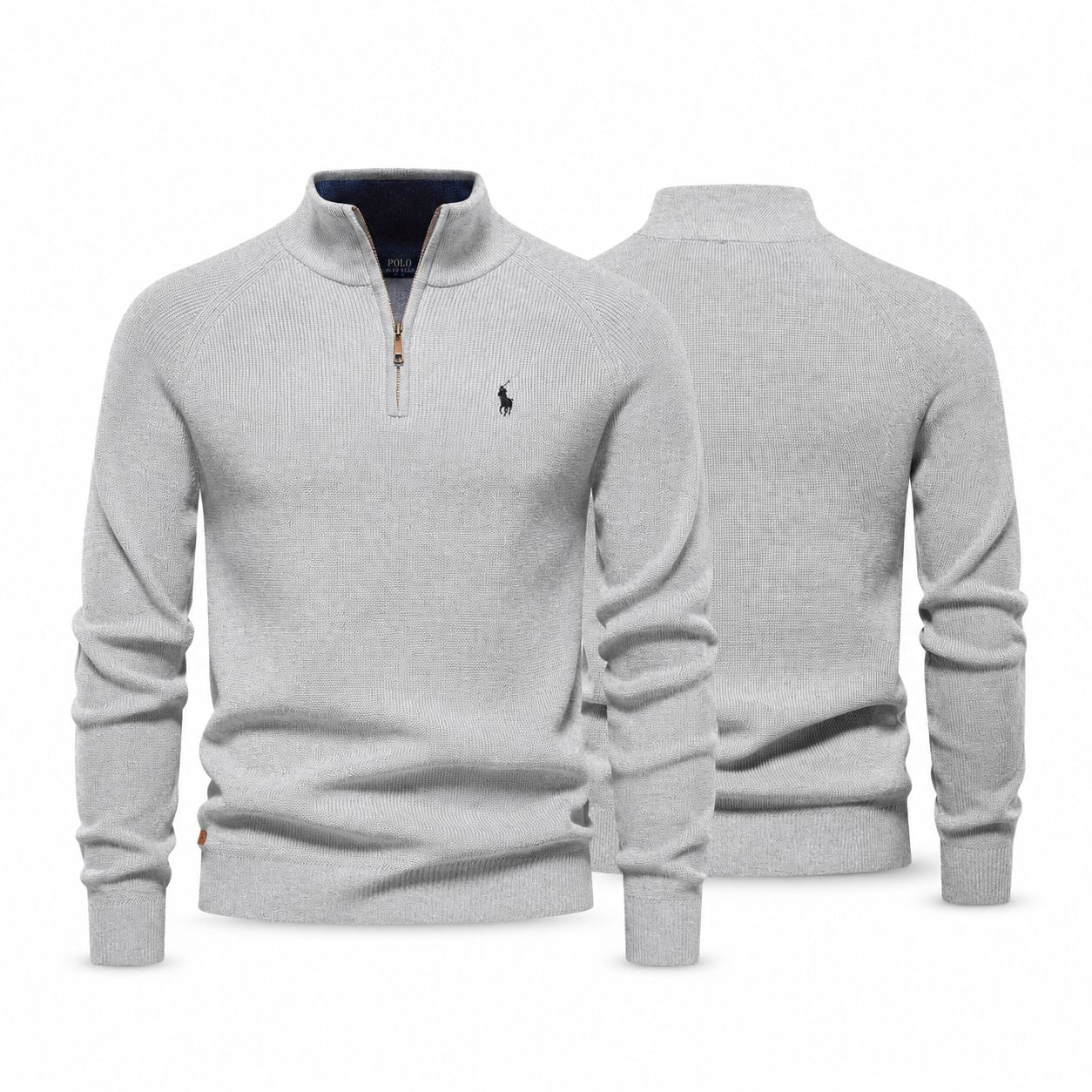 RL Zip Cable Knit Wool Sweater