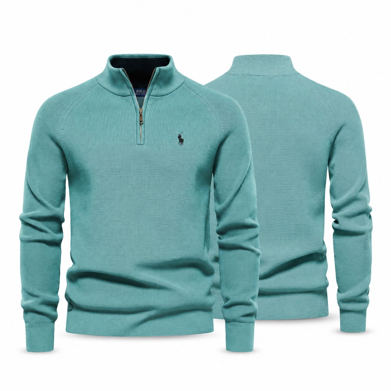 RL Zip Cable Knit Wool Sweater
