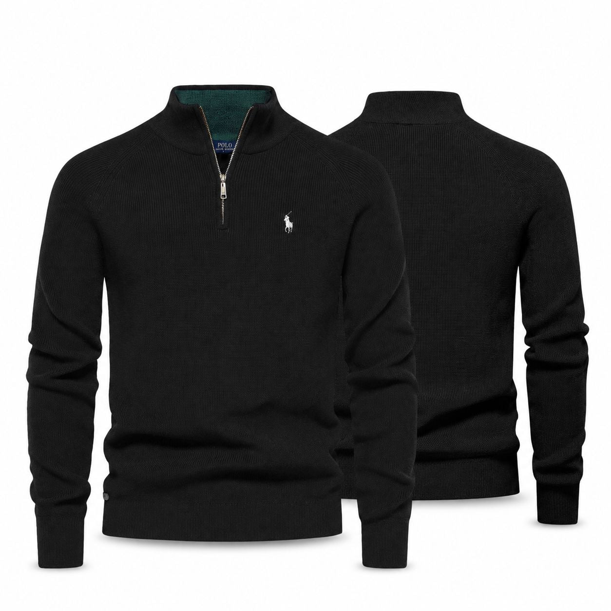 RL Zip Cable Knit Wool Sweater