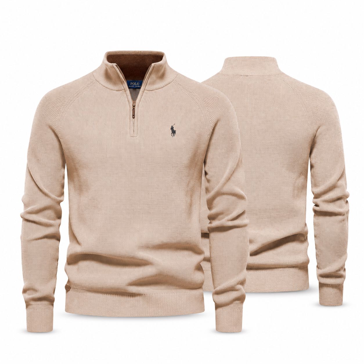 RL Zip Cable Knit Wool Sweater
