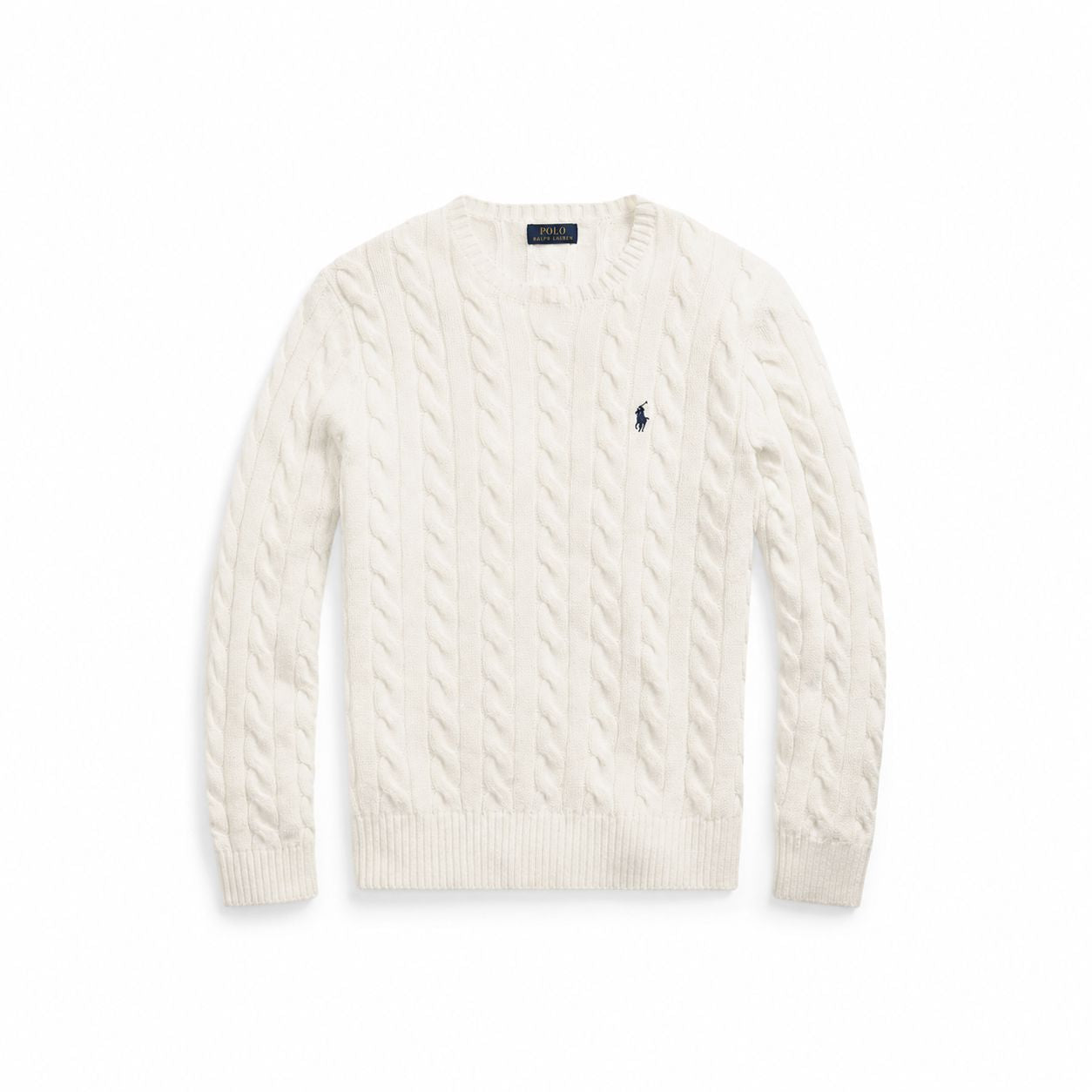 RL Cotton-Sweater with Cable Knit