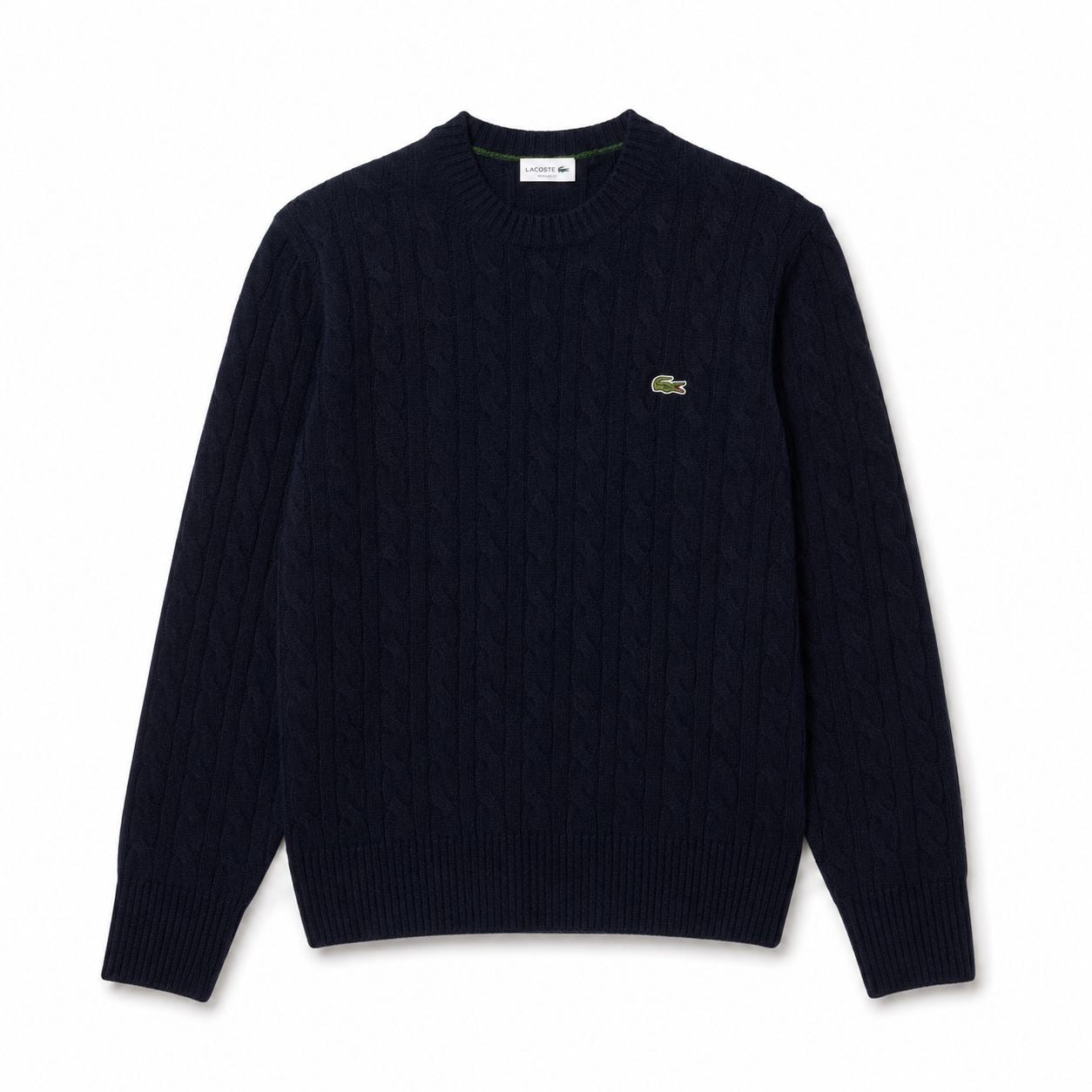 LC Cable-Knit Sweater in Combed Wool with Crew Neck