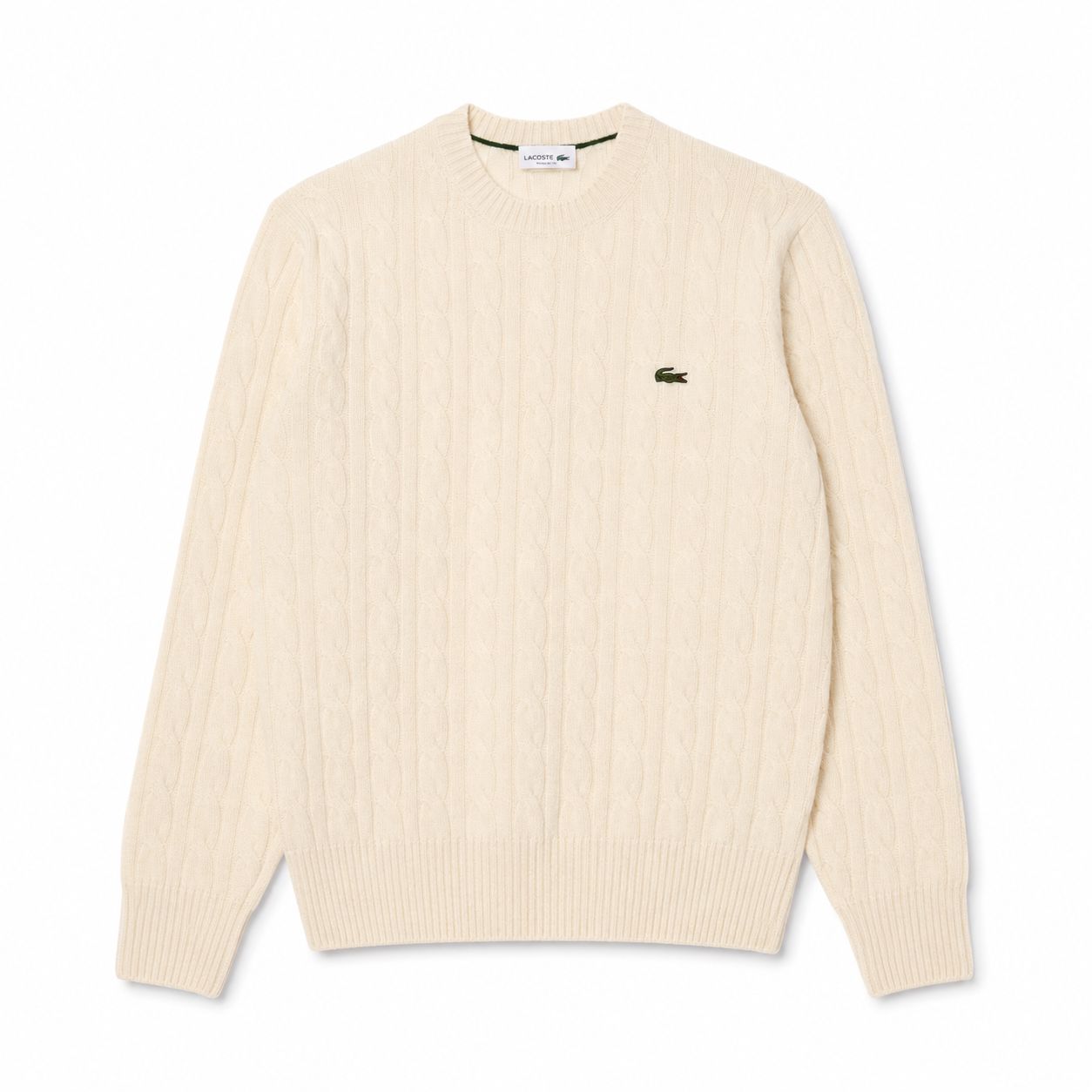 LC Cable-Knit Sweater in Combed Wool with Crew Neck