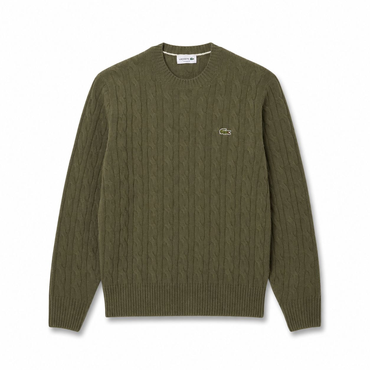 LC Cable-Knit Sweater in Combed Wool with Crew Neck