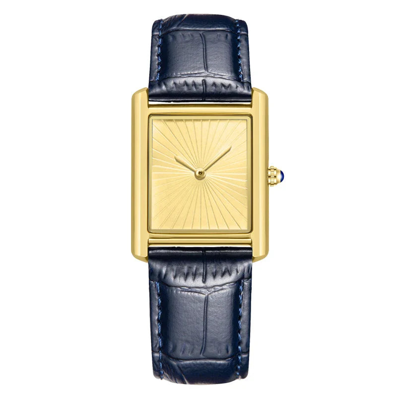 CARTAVIO® Classic Square Two-Hand Leather Watch