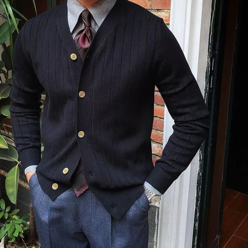 RAVELLO® V-Neck Knit Cardigan – Old Money Edition
