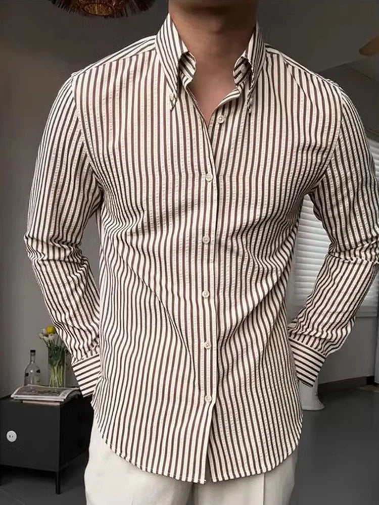 CALVETTI® Retro Plaid Wide Collar Long Sleeve Shirt