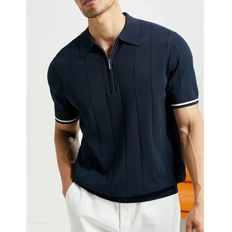 EDGEMONT® 2026 Summer Men’s Business Casual Polo Shirt with Lapel and Zipper Detail