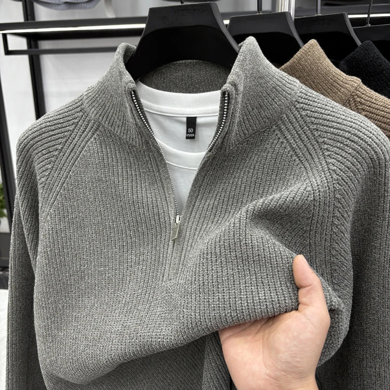 ZENARO® Half-Zip Stand Collar Winter Sweater