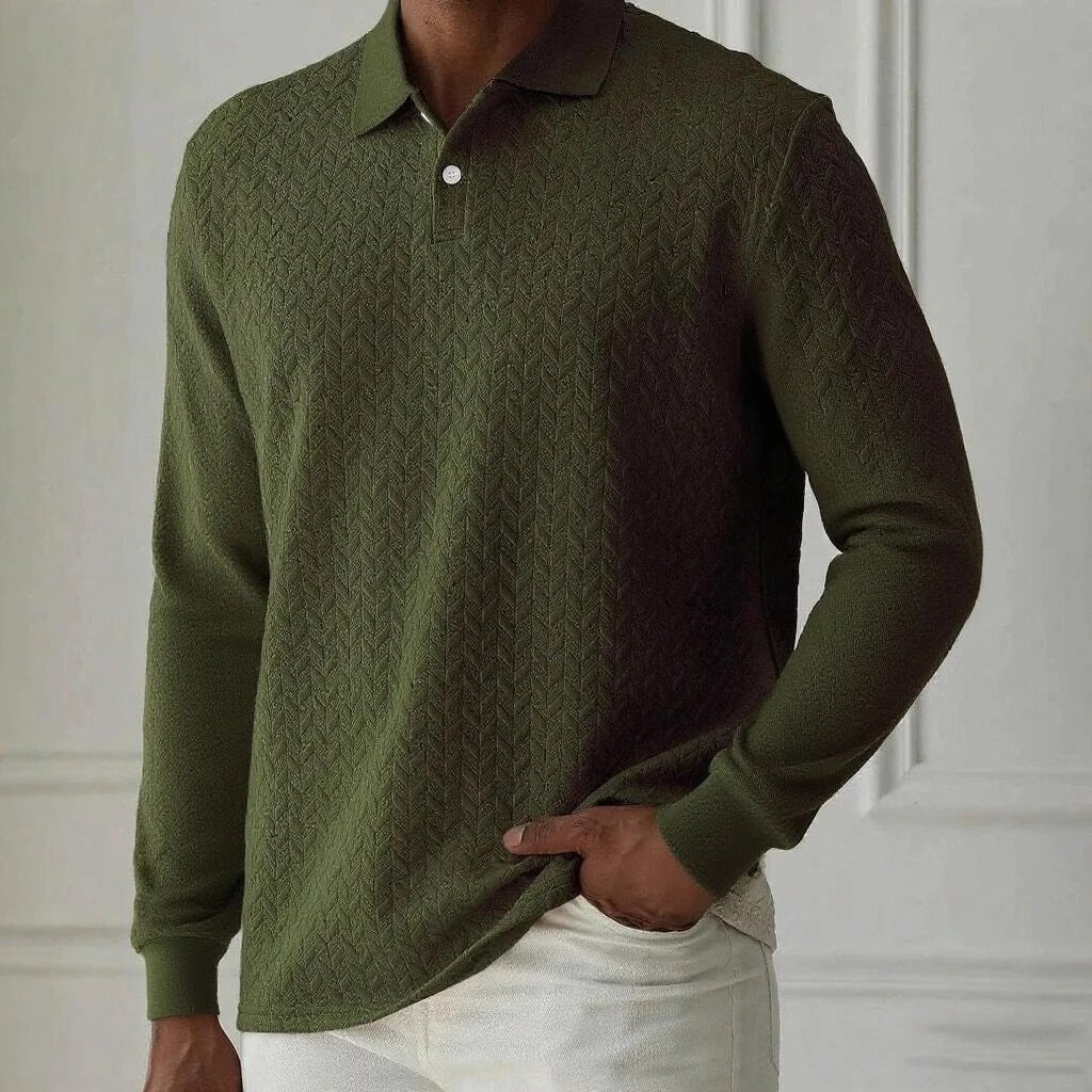 VINCENZI® Long Sleeve Knit Business Polo