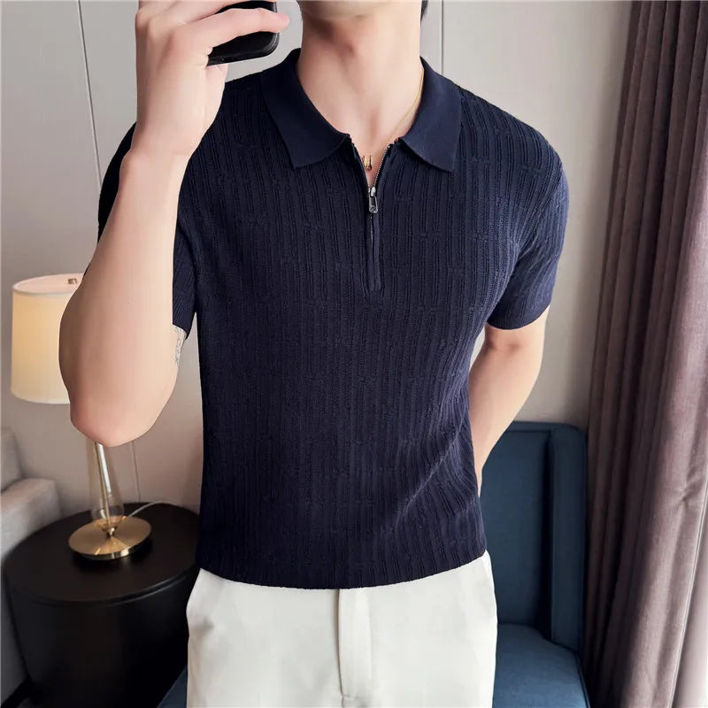 RIVAGIO® Summer Stripe Knit Polo Shirt