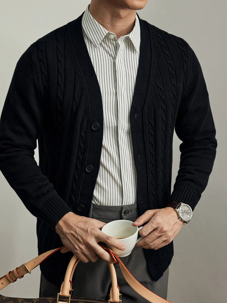 HARTWELL® Cable Knit V-Neck Cardigan