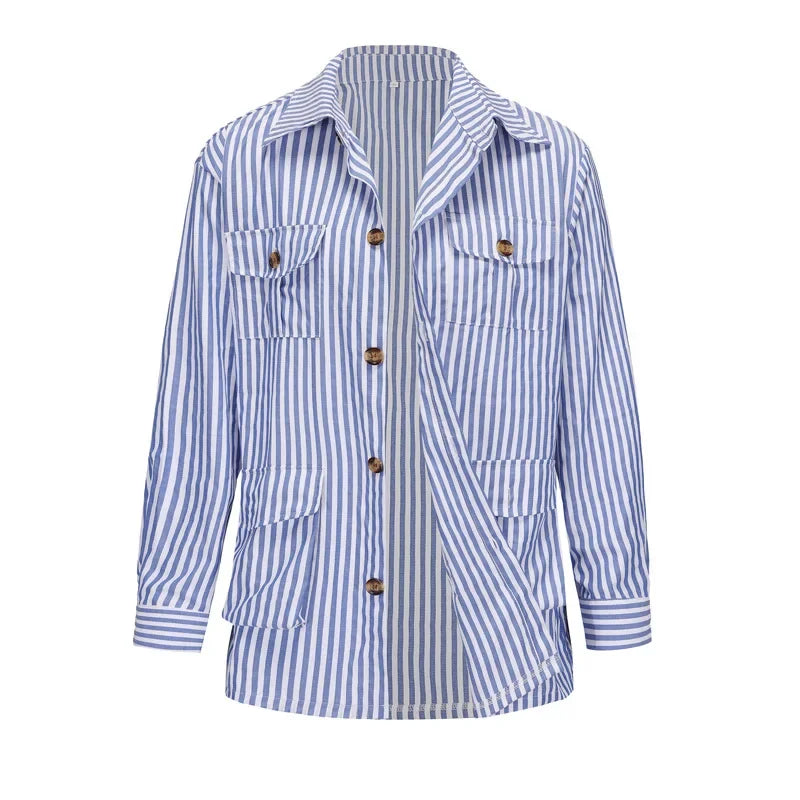 BELSONI® Multi-Pocket Stripe Cardigan Jacket
