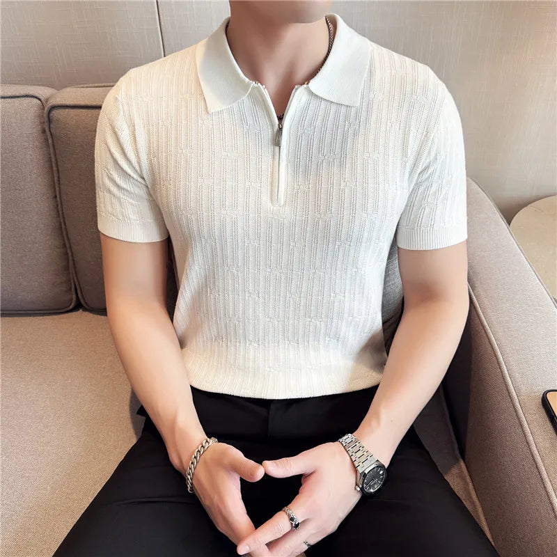 RIVAGIO® Summer Stripe Knit Polo Shirt
