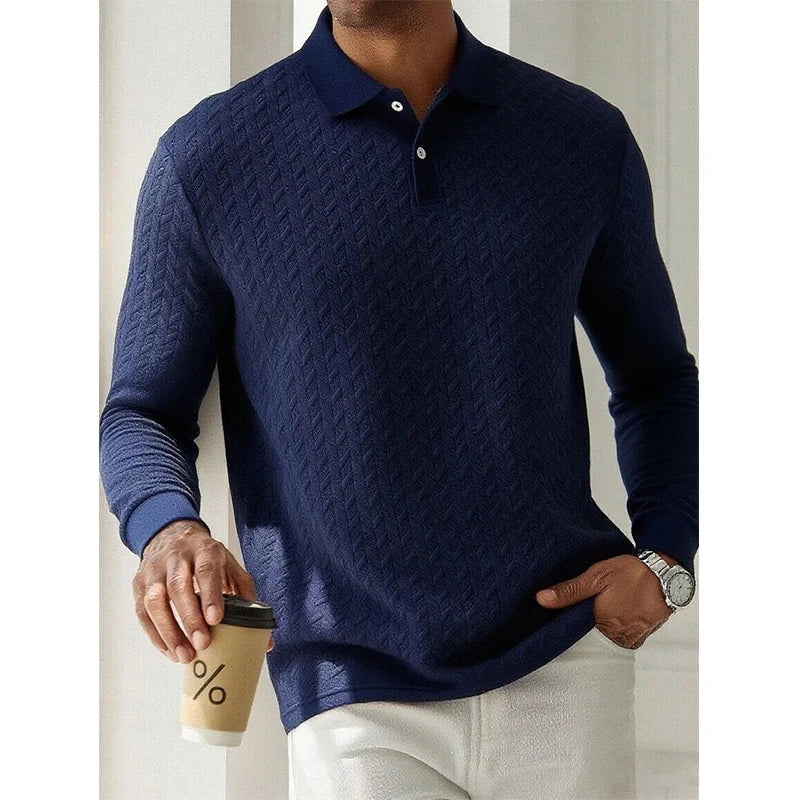 VINCENZI® Long Sleeve Knit Business Polo