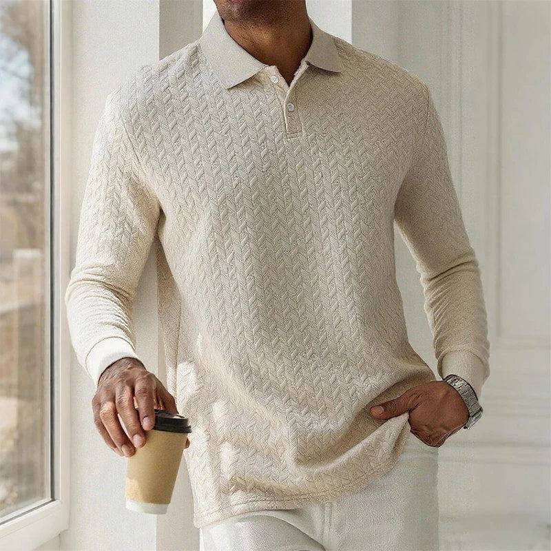 VINCENZI® Long Sleeve Knit Business Polo