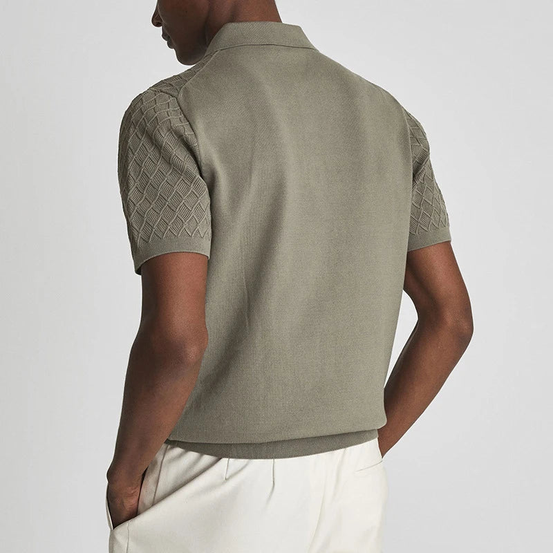 ROCHESTER® 2026 Summer Men's Slim Knit Polo Shirt with Turn-Down Collar and Buttoned Detail