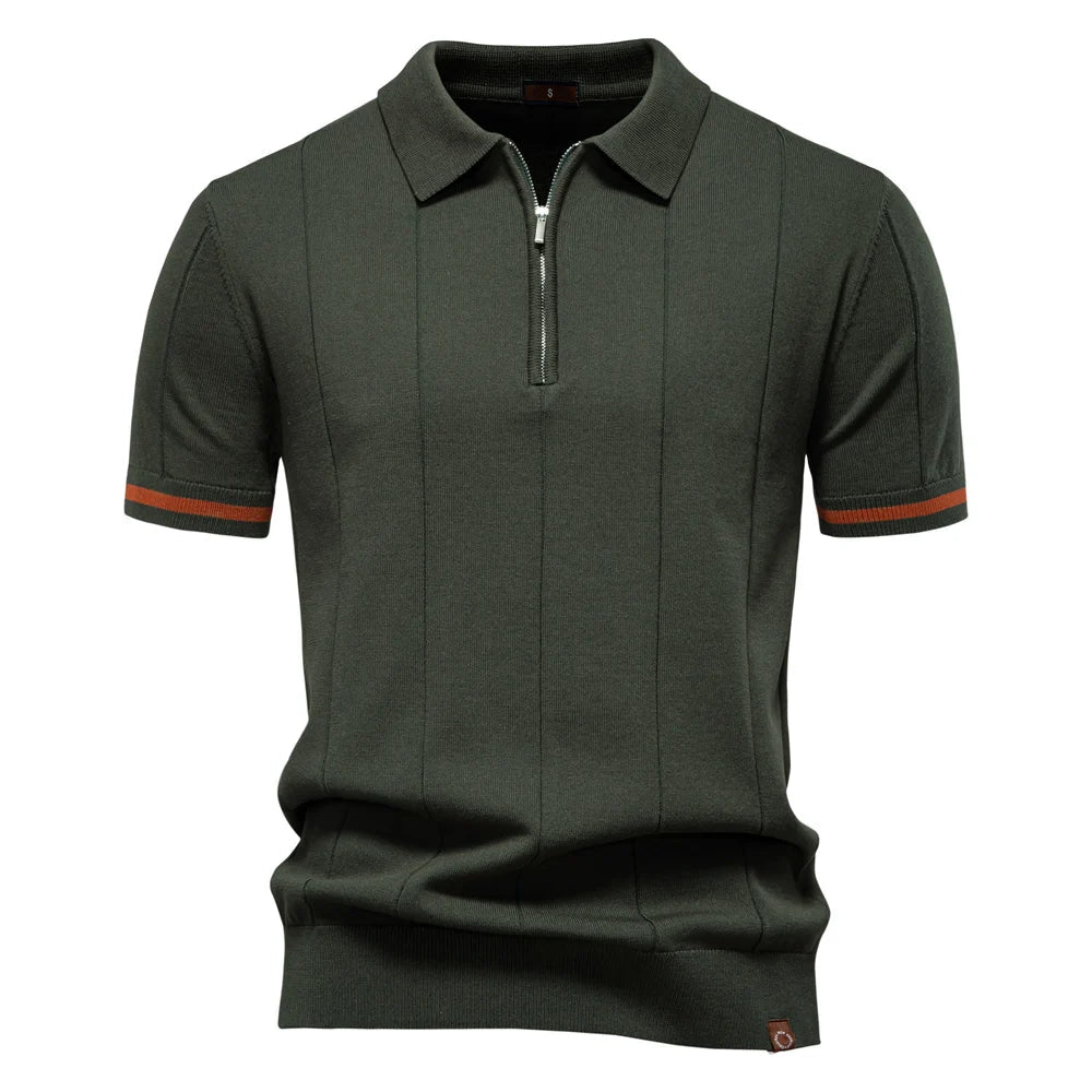 CASTELVI® Zip-Collar Knit Polo Shirt