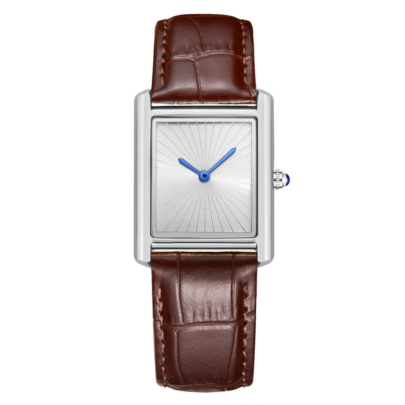 CARTAVIO® Classic Square Two-Hand Leather Watch