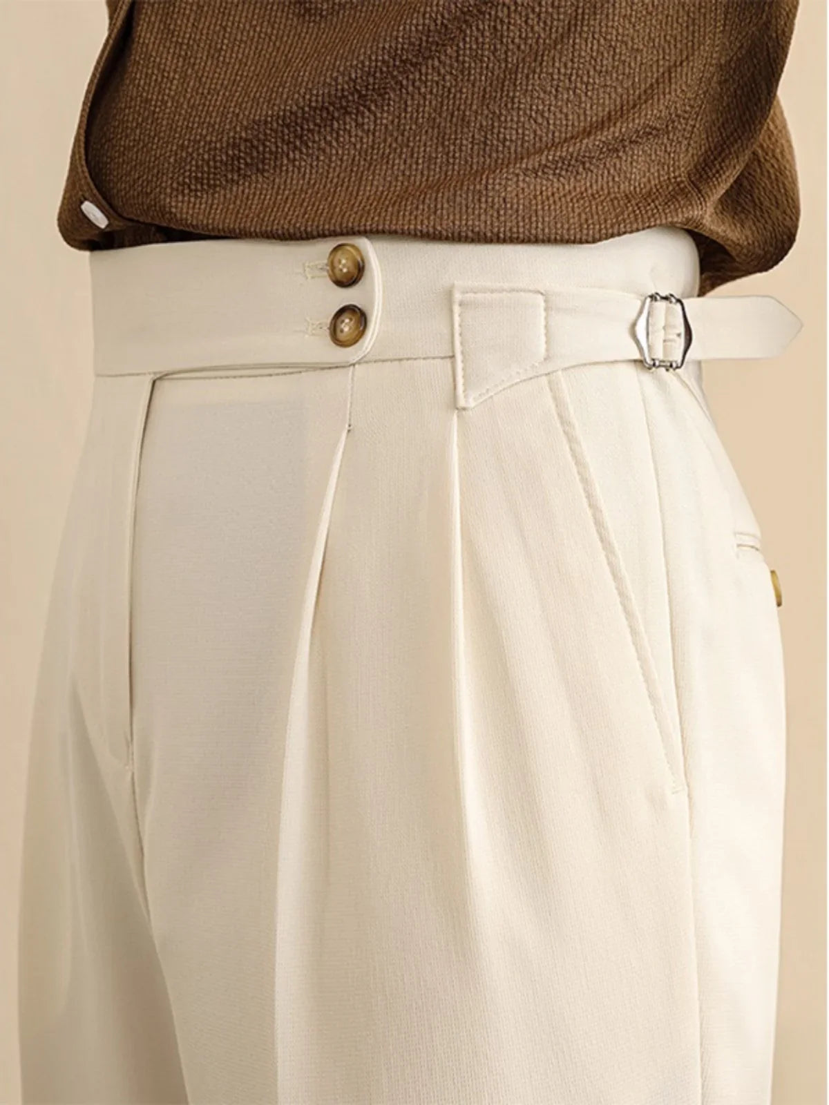 VENEZIANO® High Waist Paris Buckle Trousers – Italian Edition