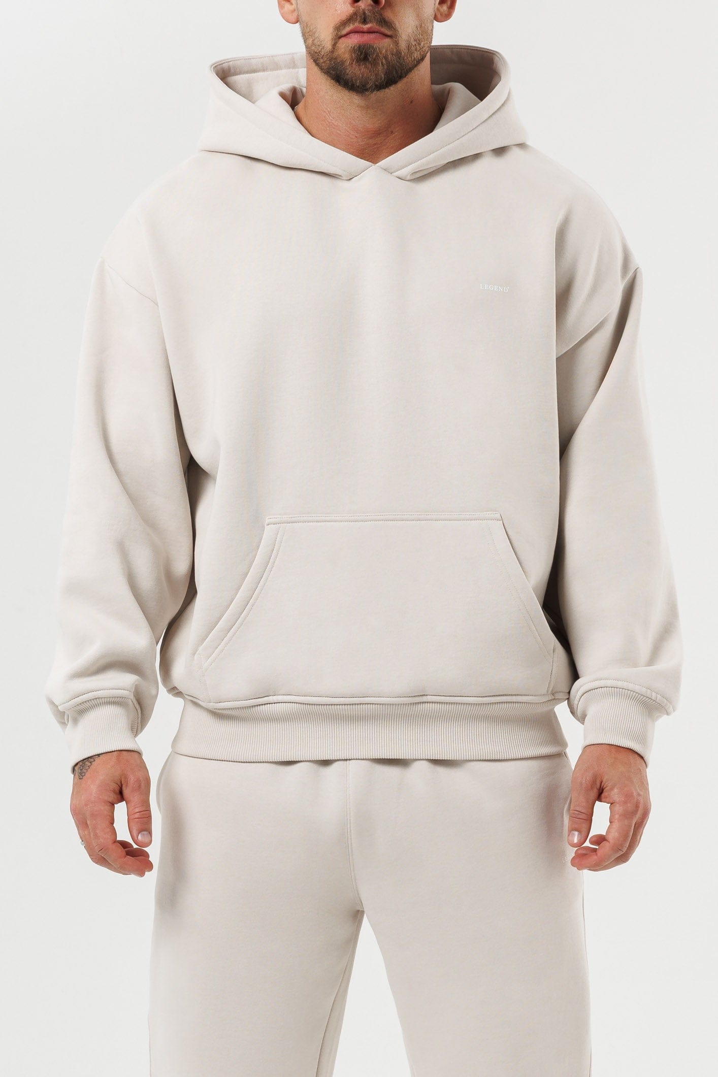 PRINT HOODIE - BEIGE