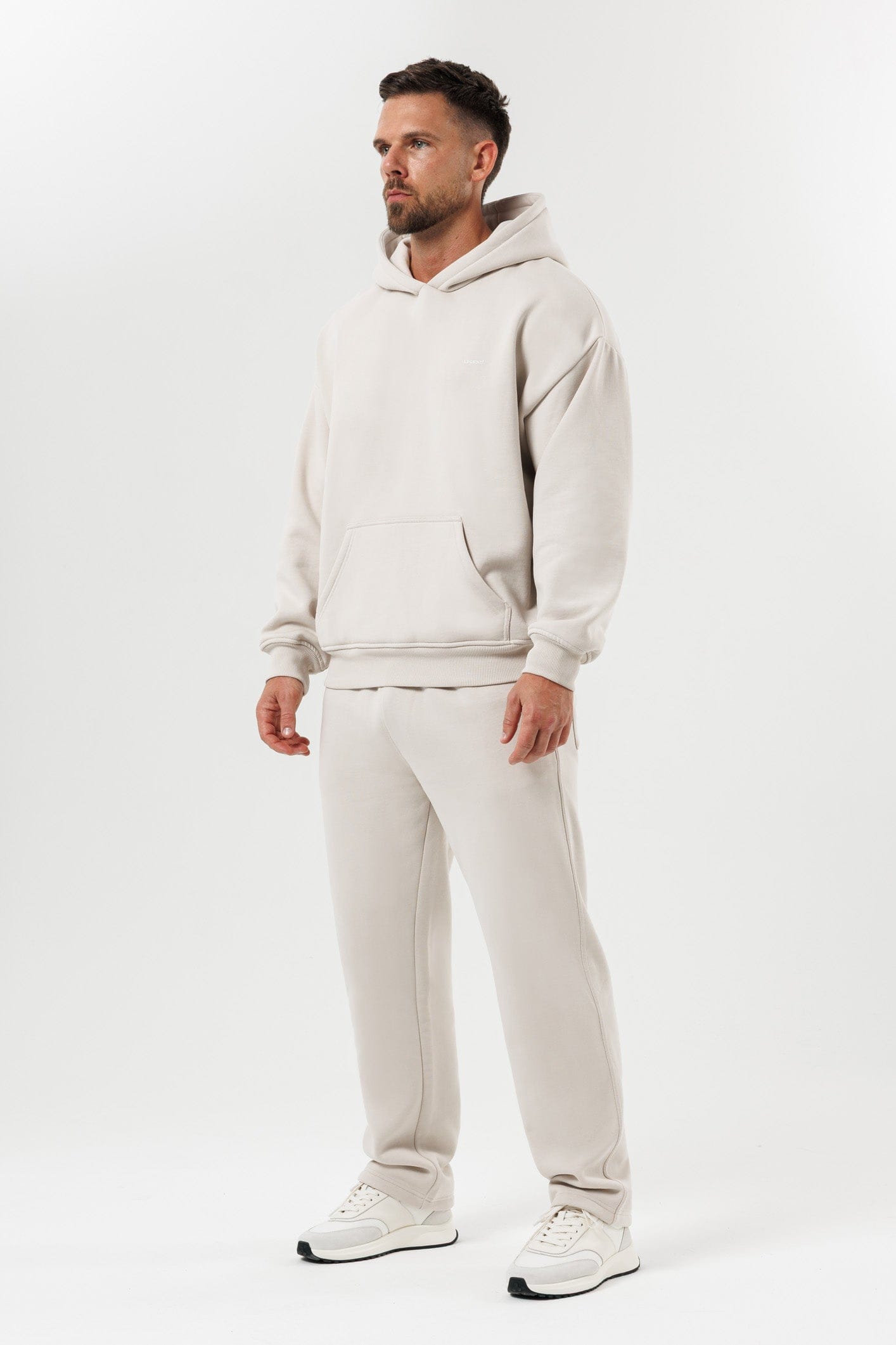 PRINT HOODIE - BEIGE