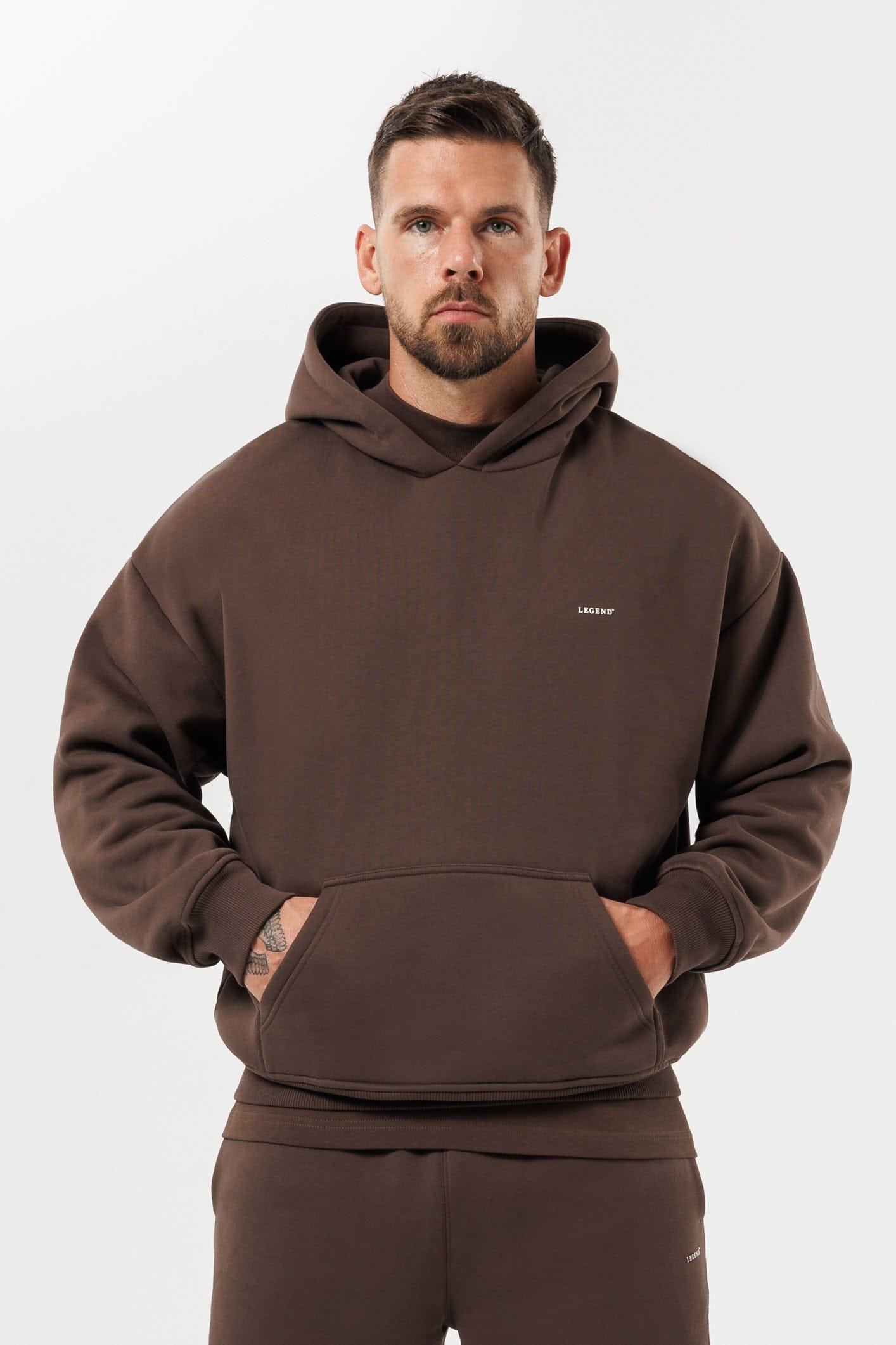 PRINT HOODIE - BROWN