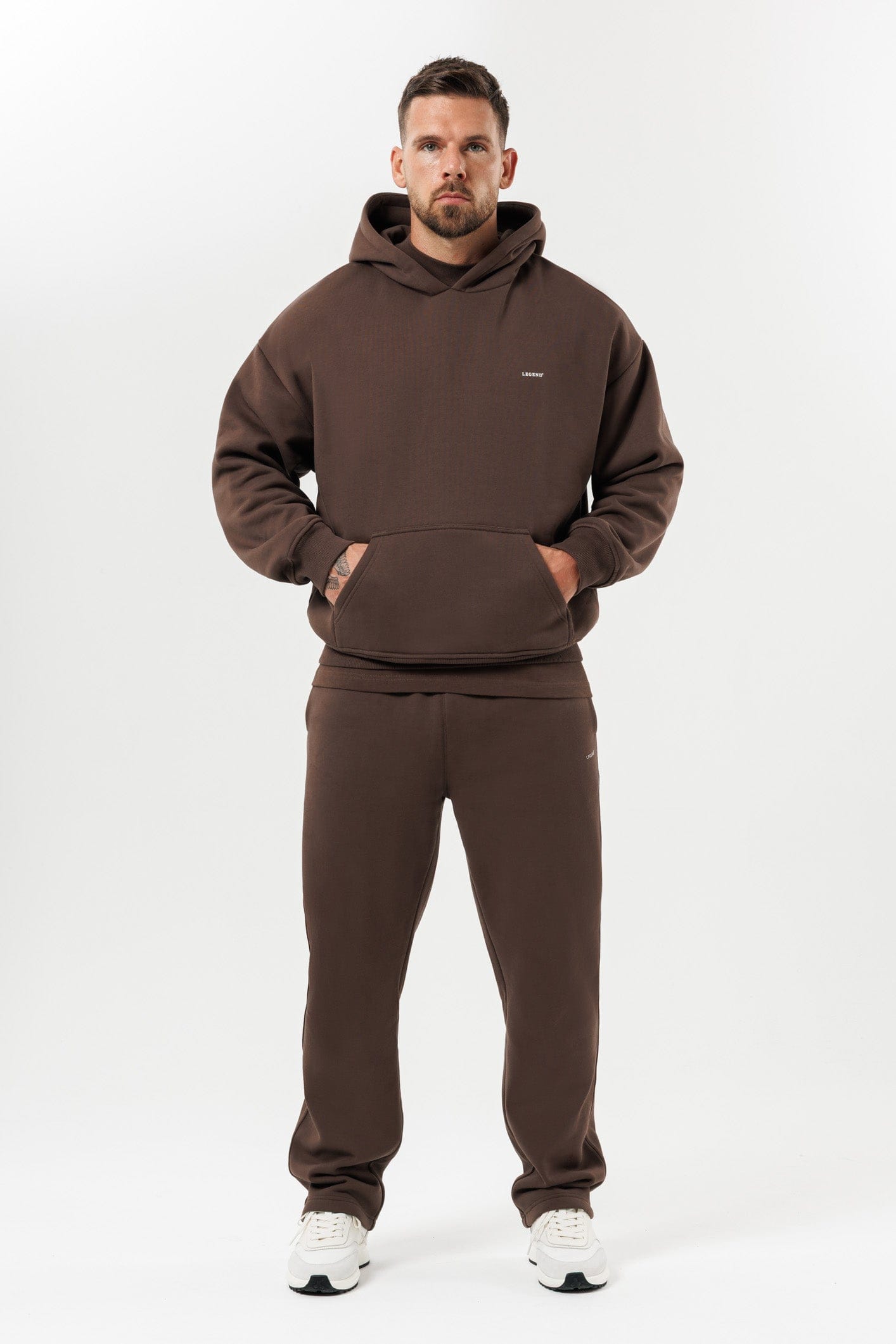 PRINT HOODIE - BROWN