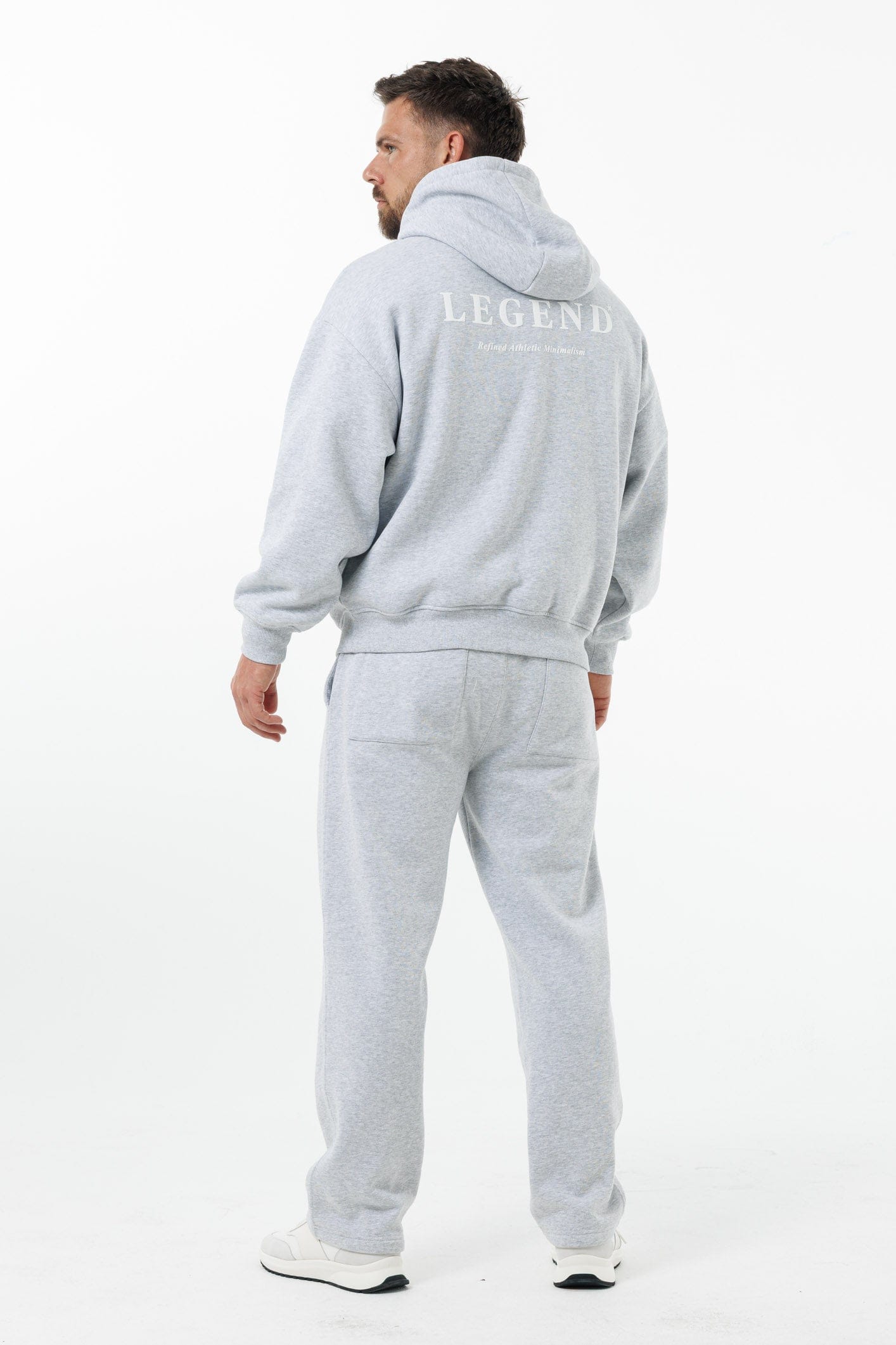 PRINT HOODIE - GREY MARL