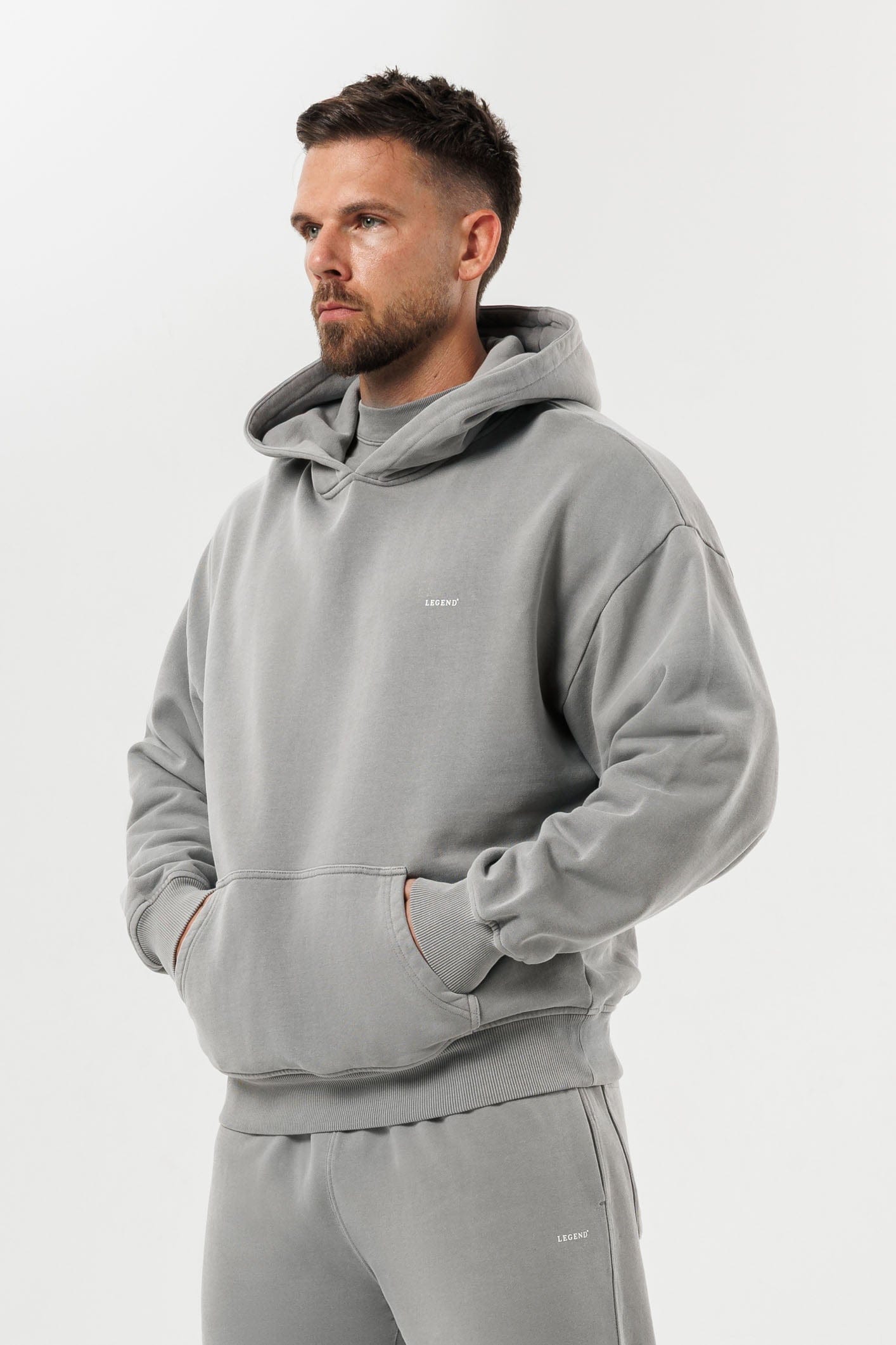 PRINT HOODIE - WASHED GREY