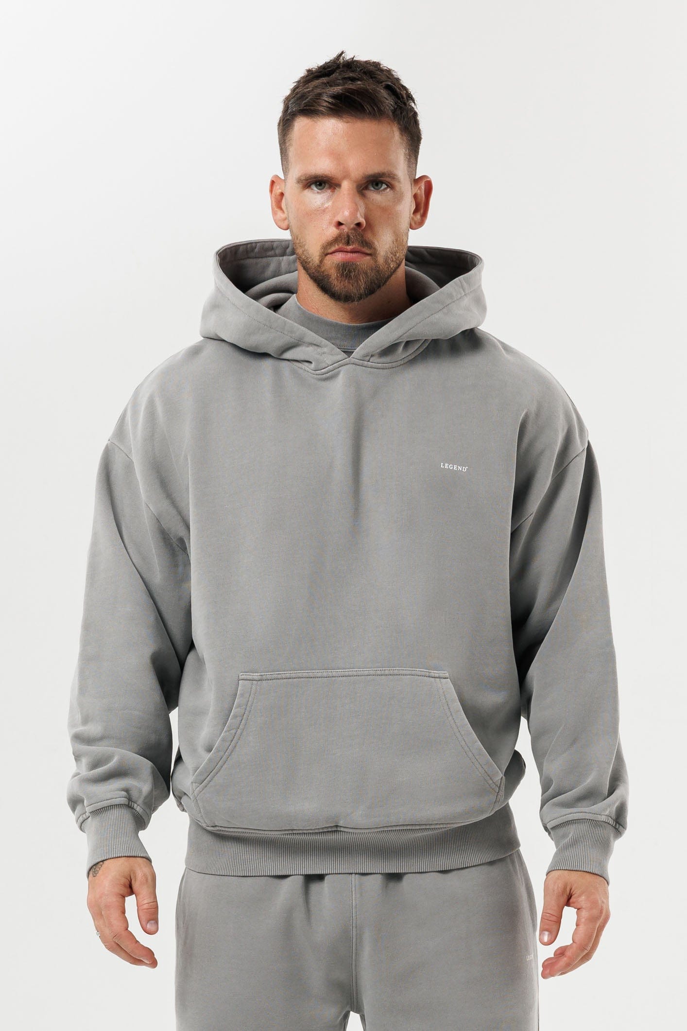 PRINT HOODIE - WASHED GREY