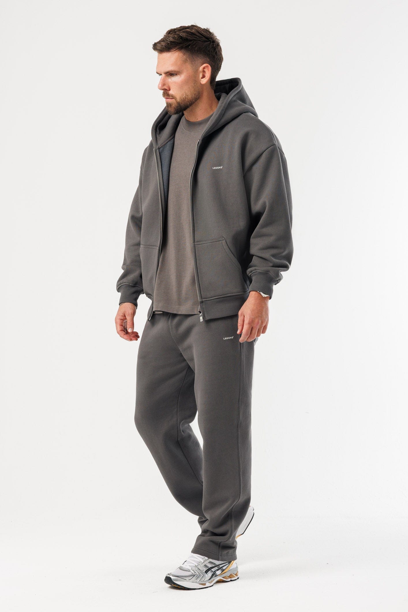 ZIPPED HOODIE - DARK GREY