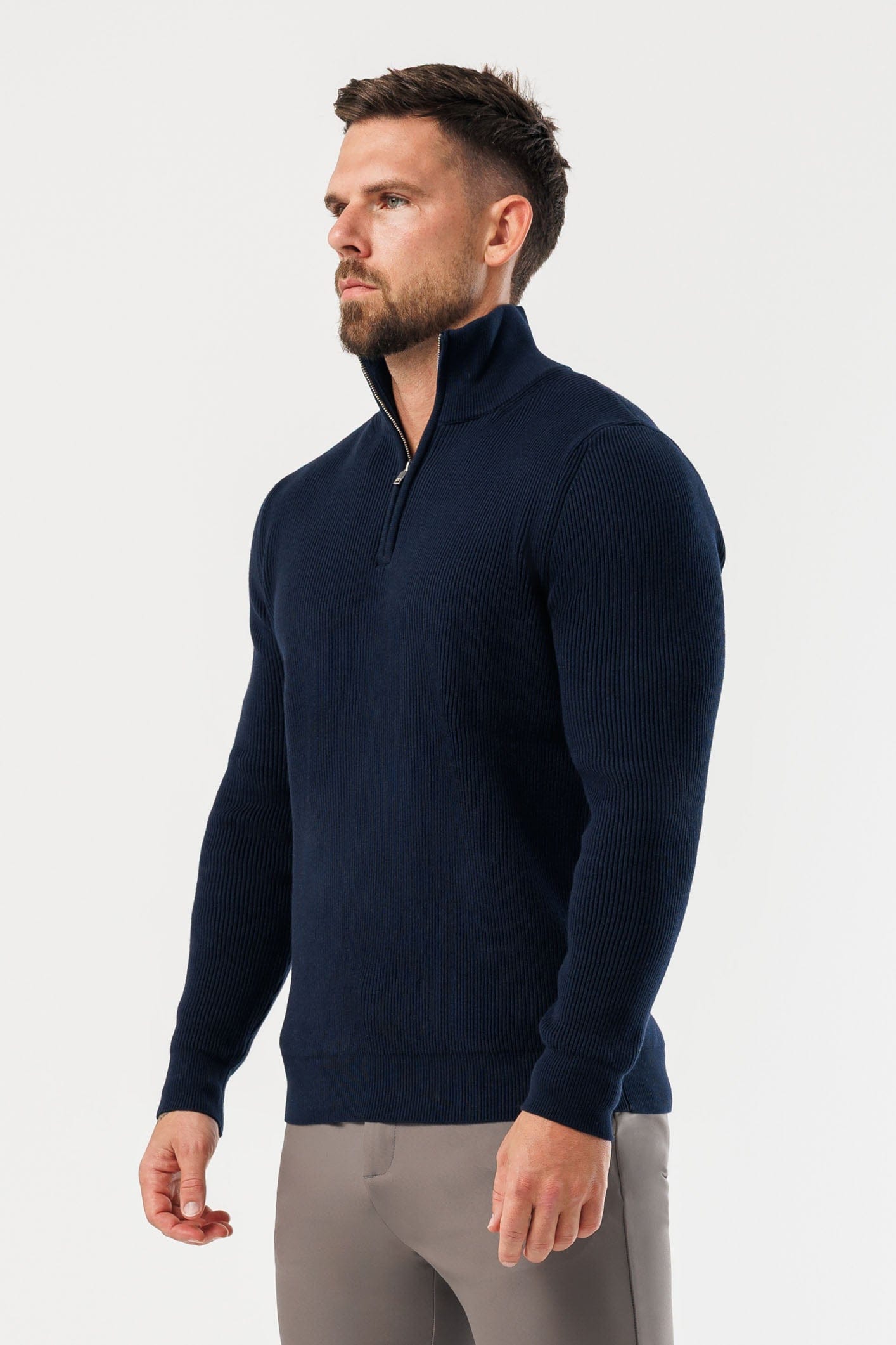 RIDGE KNIT QUARTER ZIP - NAVY