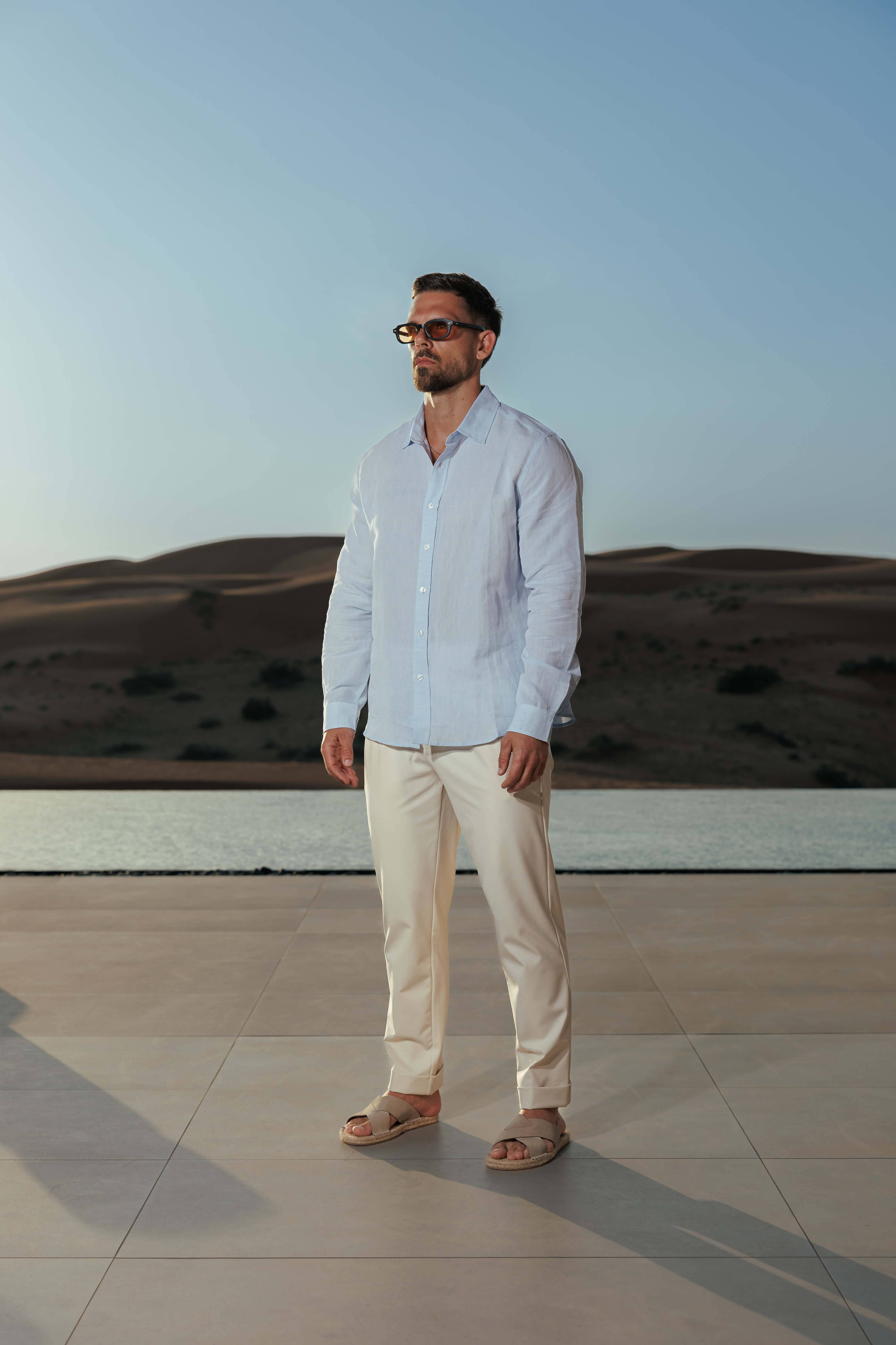LUXE LINEN SHIRT - LIGHT BLUE