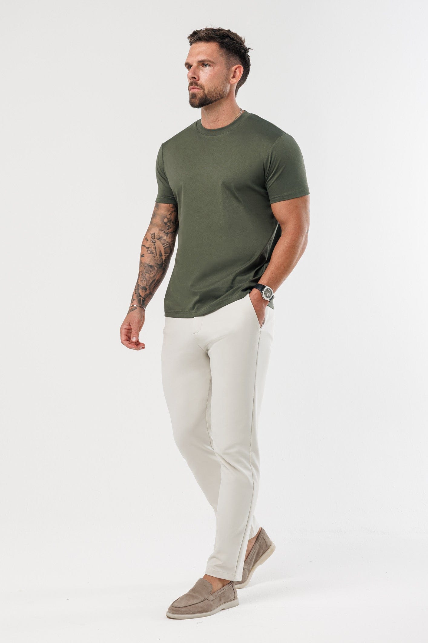 LUXE MERCERISED T-SHIRT - ARMY GREEN