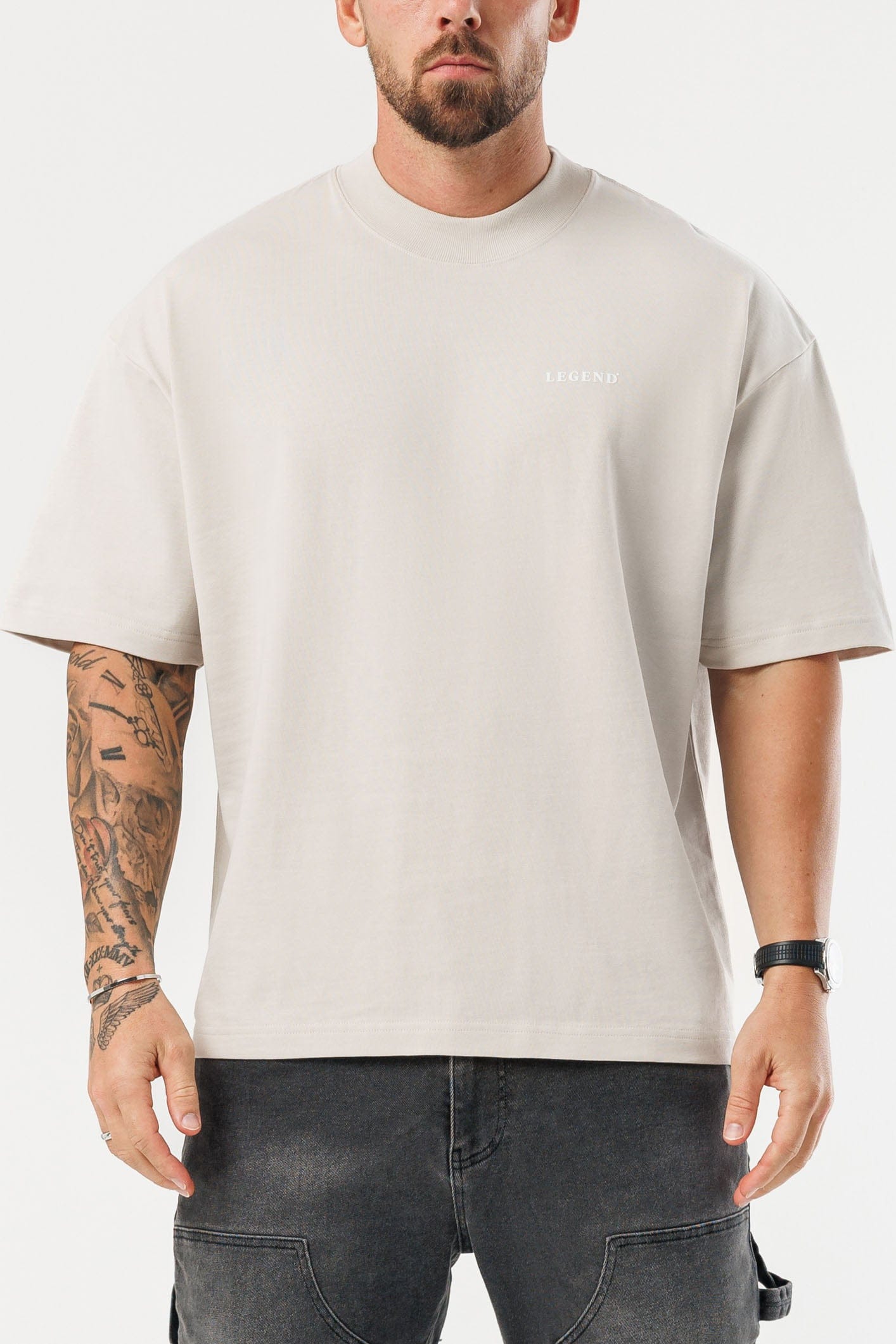 PRINT OVERSIZED T-SHIRT - BEIGE